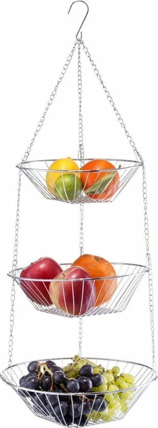 Promo π Zilveren Ronde Fruitschaal 3-laags Hangend 72 Cm - Zeller - Keukenaccessoires/benodigdheden - Fruitschalen/fruitmanden - Fruitschalen Van Metaal π 1 Promo π Zilveren Ronde Fruitschaal 3-laags Hangend 72 Cm - Zeller - Keukenaccessoires/benodigdheden - Fruitschalen/fruitmanden - Fruitschalen Van Metaal π