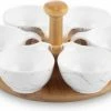 Nieuw 🥰 Hakal Hapjes Tapas Draaiplateau Hout Met Wit Melamine Schaaltjes - Serveerplank Borrelplank ⌛