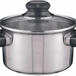 Goedkoopste β Merkloos RVS Kookpannetje / Pan Met Glazen Deksel 16 Cm - Kookpannen - Koken - Keukengerei π