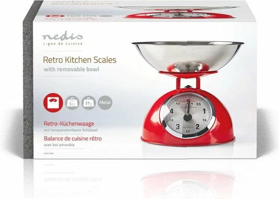 Gloednieuw π Nedis Keukenweegschaal | Analoog | Roestvrij Staal | Verwijderbare Kom | Rood π 4 Gloednieuw π Nedis Keukenweegschaal | Analoog | Roestvrij Staal | Verwijderbare Kom | Rood π - Afbeelding 4