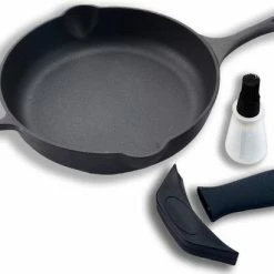 Kopen ⌛ Kicinn Koekenpan - Gietijzer - Koekenpan Inductie - Skillet Koekenpan - Geëmailleerd - Incl. Accessoires - Ø 27 🧨