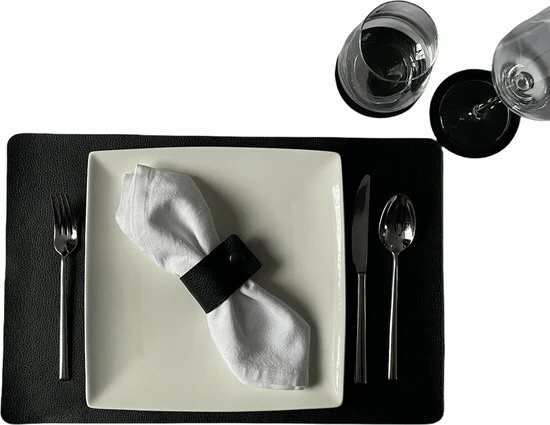 Uitgang π Merkloos Luxe Placemats Lederlook - Placemat Kunststof Kunstleer - Zwart - 6 Stuks 𧨠2 Uitgang π Merkloos Luxe Placemats Lederlook - Placemat Kunststof Kunstleer - Zwart - 6 Stuks 𧨠- Afbeelding 2