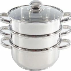 Gloednieuw π₯° Merkloos Stoompan (3-delig) - Inductie - Gas - Elecktrisch - RVS - 20cmØ - Rijst- En Groentenstomer β¨