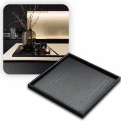 Gloednieuw π― MIRO. MIRO Houten Dienblad Vierkant - Decoratieve Dienbladen - Serveerblad - Sierblad - 36 X 36 CM - Zwart π