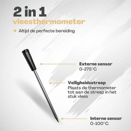 Gloednieuw ❤️ Vulpes Goods Vulpes Kitchen® Vleesthermometer Draadloos PRO - 2-in-1 Oventhermometer - BBQ Thermometer - App & Bluetooth - Thermometer Koken - Meater - RVS & Fast Charger - 30 Meter 😀 13 Gloednieuw ❤️ Vulpes Goods Vulpes Kitchen® Vleesthermometer Draadloos PRO - 2-in-1 Oventhermometer - BBQ Thermometer - App & Bluetooth - Thermometer Koken - Meater - RVS & Fast Charger - 30 Meter 😀 - Afbeelding 13