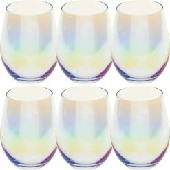 Beste deal 🧨 Secret De Gourmet Set Van 6x Stuks Tumbler Glazen Parelmoer Fantasy 540 Ml Van Glas - Drinkglazen - Waterglazen ⌛