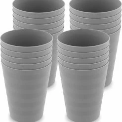 Coupon 𧨠In Round Herbruikbare Plastic Drink Bekers – 20 Stuks – Grijs βοΈ
