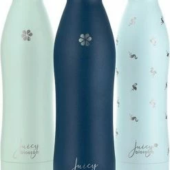 Beste deal 𧨠Juicy Blossom Drinkfles - 500ml - Stainless Steel Bottle - Roestvrij Staal - Waterfles - Drinkbus - Thermosfles (Nachtblauw) π€©
